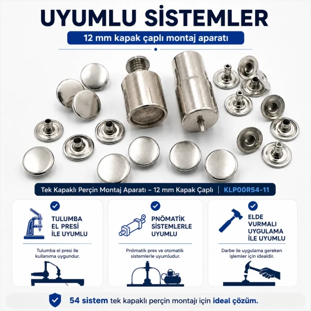 Single Cap Rivet Installation Tool for 12 mm Cap Diameter, Durable Steel Construction for Precise Rivet Setting