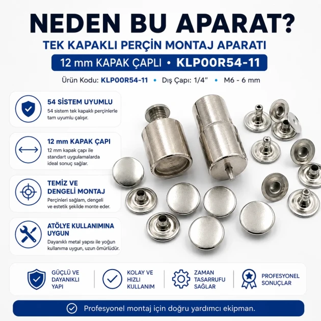 Single Cap Rivet Installation Tool for 12 mm Cap Diameter, Durable Steel Construction for Precise Rivet Setting