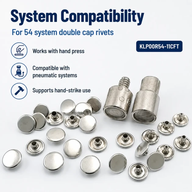 Double Cap Rivet Installation Tool for 12 mm (0.47") Cap Diameter - Professional Tool for Clean Rivet Applications in Bags