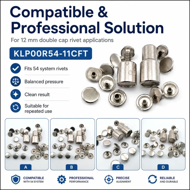 Double Cap Rivet Installation Tool for 12 mm (0.47") Cap Diameter - Professional Tool for Clean Rivet Applications in Bags