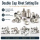 Double Cap Rivet Installation Tool for 12 mm (0.47") Cap Diameter - Professional Tool for Clean Rivet Applications in Bags
