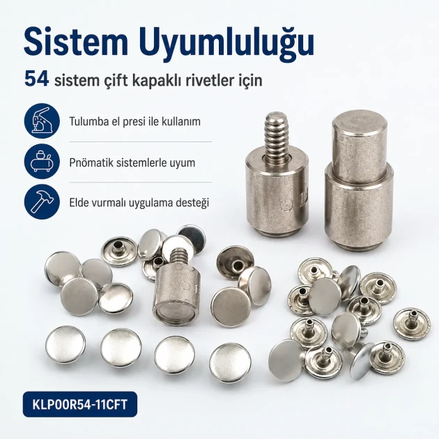 Double Cap Rivet Installation Tool for 12 mm (0.47") Cap Diameter - Professional Tool for Clean Rivet Applications in Bags
