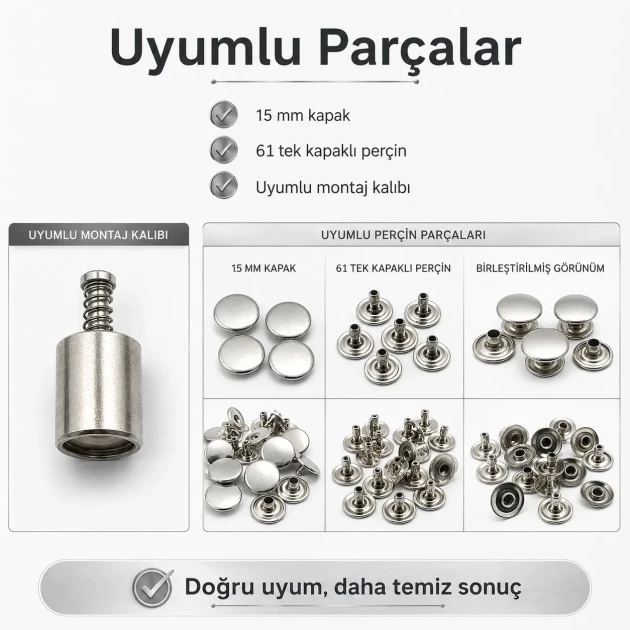 61 Rivet 15 mm (0.59") Cap Single Cap Rivet Setting Die for 12 mm (0.47") Back Cap Rivets - Professional Installation Tool