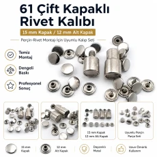 61 Double Cap Rivet Setting Die for 15 mm (0.59") Front Cap / 12 mm (0.47") Back Cap Rivets