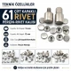 61 Double Cap Rivet Setting Die for 15 mm (0.59") Front Cap and 12 mm (0.47") Back Cap Rivets Installation Tool