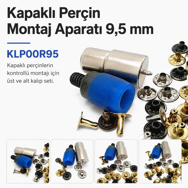 9.5 mm / 0.37 in Cap Rivet Setting Die KLP00R95 for precise installation of cap-style rivets on leather and fabric