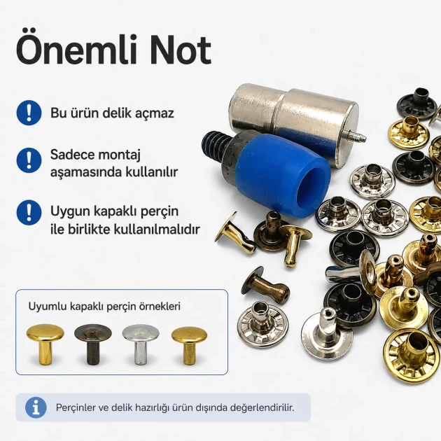 9.5 mm / 0.37 in Cap Rivet Setting Die KLP00R95 for precise installation of cap-style rivets on leather and fabric