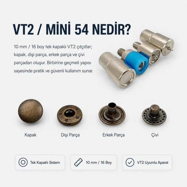 10mm VT2 Snap Fastener Installation Tool - Press Die for Leatherworking and Accessory Design