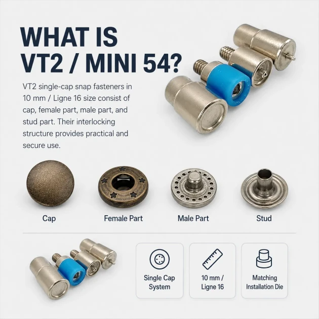 10mm VT2 Snap Fastener Installation Tool - Press Die for Leatherworking and Accessory Design