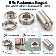 8 mm (0.31 in) Stainless Steel Eyelet Hand Punch and Setting Tool KLP2IN1-05