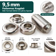 9.5 mm (0.37 in) Stainless Steel Eyelet Hand Punch and Setting Tool KLP2IN1-24