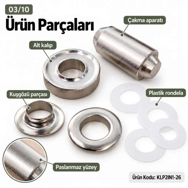 12 mm (0.47 in) Stainless Steel Eyelet Hand Punch and Setting Tool KLP2IN1-26