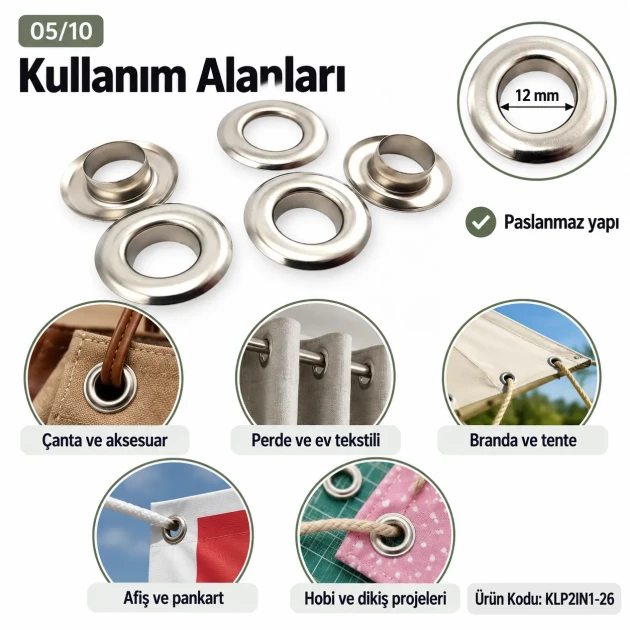 12 mm (0.47 in) Stainless Steel Eyelet Hand Punch and Setting Tool KLP2IN1-26