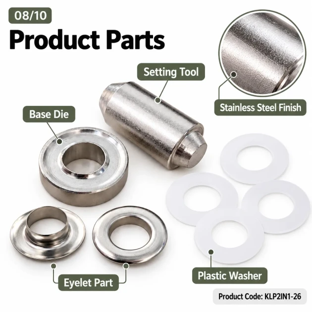 12 mm (0.47 in) Stainless Steel Eyelet Hand Punch and Setting Tool KLP2IN1-26