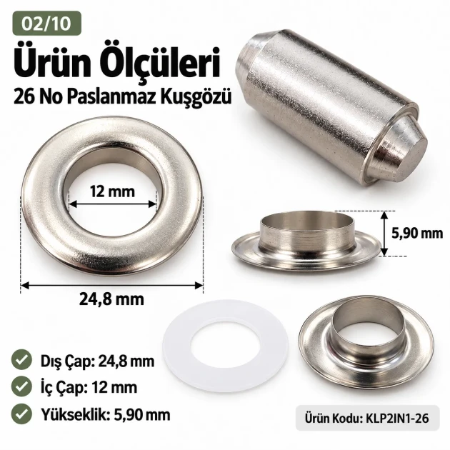 12 mm (0.47 in) Stainless Steel Eyelet Hand Punch and Setting Tool KLP2IN1-26