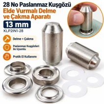 13 mm (0.51 in) Stainless Steel Eyelet Hand Punch and Setting Tool KLP2IN1-28