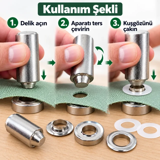 No 31 paslanmaz kuşgözü elde vurmalı delme ve montaj aparatı