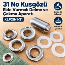 17 mm No 31 Paslanmaz Kuşgözü Elde Vurmalı Delme ve Çakma Aparatı – 2'si 1 Arada KLP2IN1-31