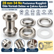 28 mm (1.10 in) Stainless Steel Eyelet Hand Punch and Setting Tool KLP2IN1-34