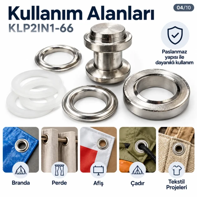 40 mm 66 No Paslanmaz Kuşgözü Elde Vurmalı Delme ve Çakma Aparatı KLP2IN1-66
