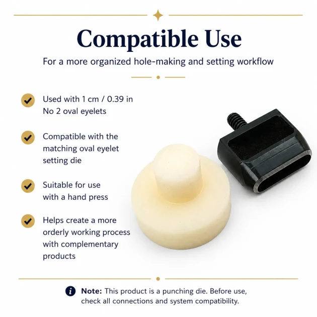 Oval Eyelet Punching Die 10 mm / 0.39 in for installing oval grommets in fabric, leather, and paper