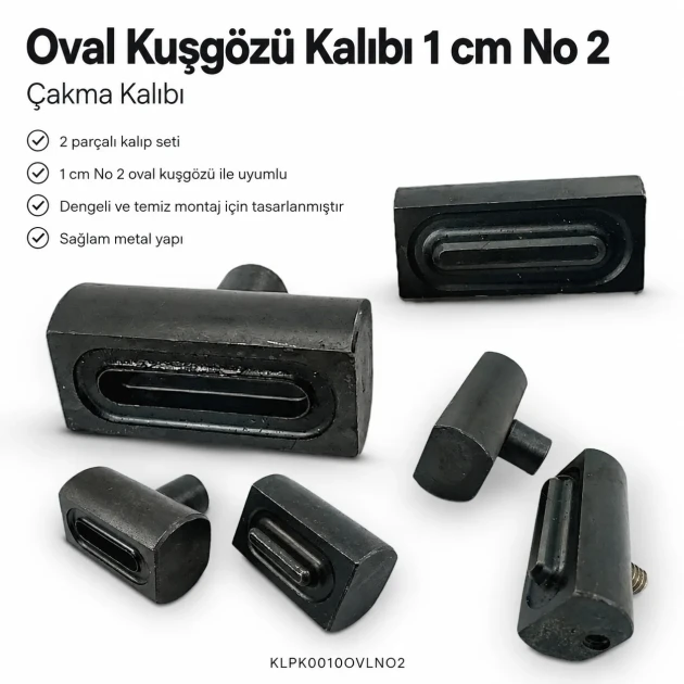 Oval Kuşgözü Kalıbı 1 cm No 2 Çakma Kalıbı, tekstil ve deri ürünlerde kullanıma uygun, yüksek kaliteli metal malzeme ile