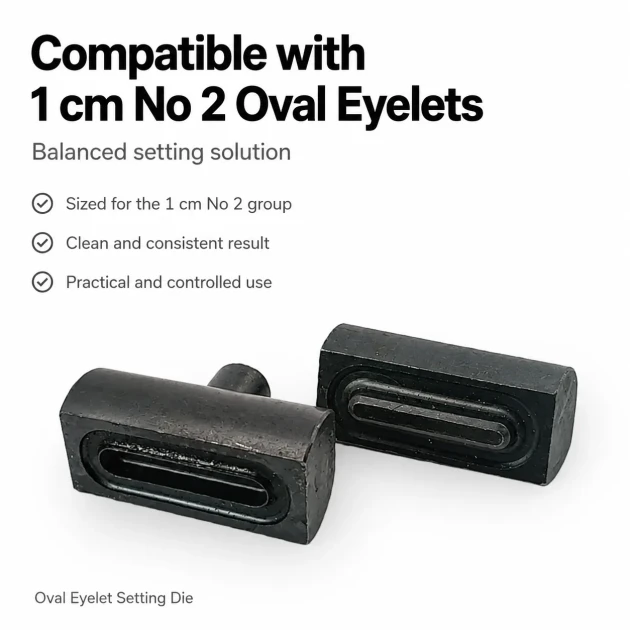 Oval Kuşgözü Kalıbı 1 cm No 2 Çakma Kalıbı, tekstil ve deri ürünlerde kullanıma uygun, yüksek kaliteli metal malzeme ile