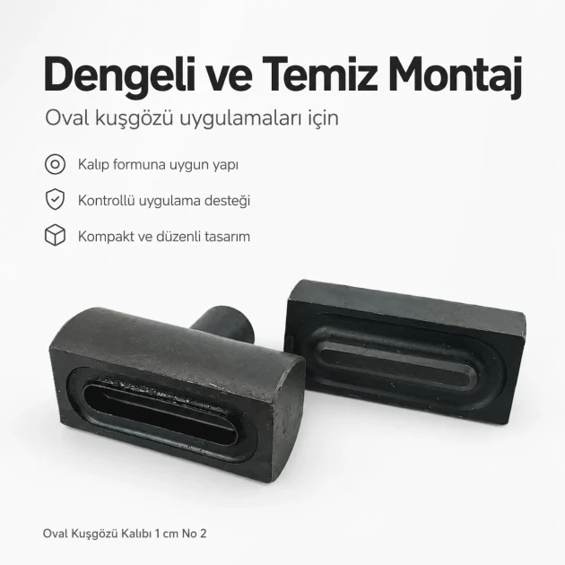 Oval Kuşgözü Kalıbı 1 cm No 2 Çakma Kalıbı, tekstil ve deri ürünlerde kullanıma uygun, yüksek kaliteli metal malzeme ile