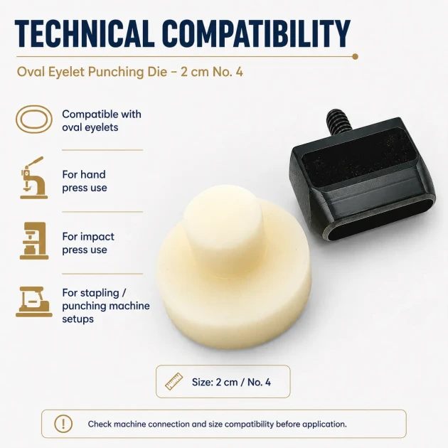 Oval Eyelet Punching Die 20 mm / 0.79 in for installing grommets in fabric, leather, and paper