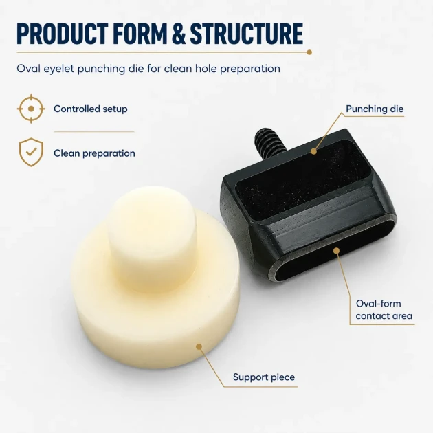 Oval Eyelet Punching Die 20 mm / 0.79 in for installing grommets in fabric, leather, and paper