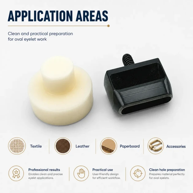 Oval Eyelet Punching Die 20 mm / 0.79 in for installing grommets in fabric, leather, and paper