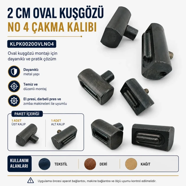 2 cm Oval Kuşgözü Kalıbı No 4 Çakma Kalıbı KLPK0020OVLNO4