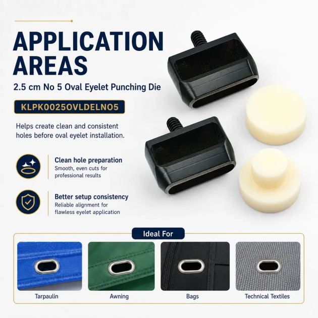 Oval Eyelet Drilling Die 25 mm / 0.98 in for precise grommet installation on fabric, leather, and paper