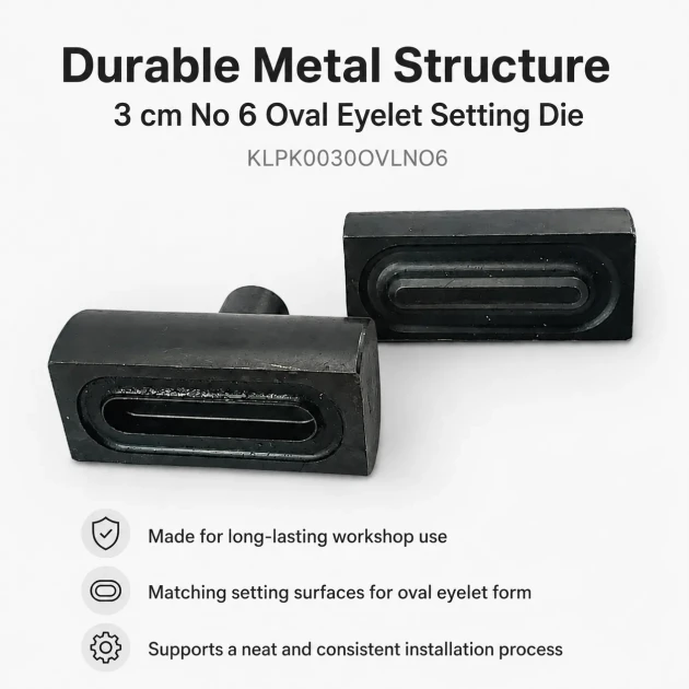 Kuşgözü Kalıbı 3 cm No 6 Oval Kuşgözü Çakma Kalıbı, yüksek kaliteli metal yapısı ile tekstil ve deri ürünlerde pratik montaj