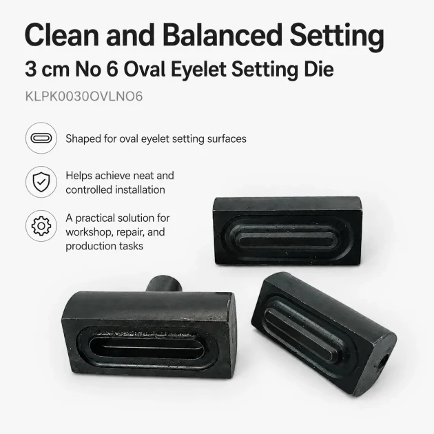 Kuşgözü Kalıbı 3 cm No 6 Oval Kuşgözü Çakma Kalıbı, yüksek kaliteli metal yapısı ile tekstil ve deri ürünlerde pratik montaj