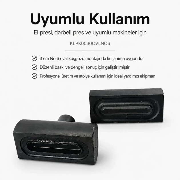Kuşgözü Kalıbı 3 cm No 6 Oval Kuşgözü Çakma Kalıbı, yüksek kaliteli metal yapısı ile tekstil ve deri ürünlerde pratik montaj