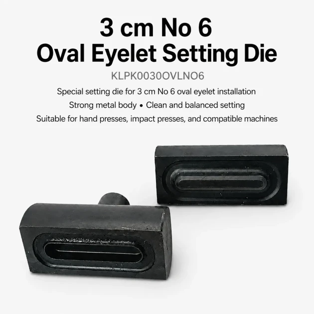 Kuşgözü Kalıbı 3 cm No 6 Oval Kuşgözü Çakma Kalıbı, yüksek kaliteli metal yapısı ile tekstil ve deri ürünlerde pratik montaj