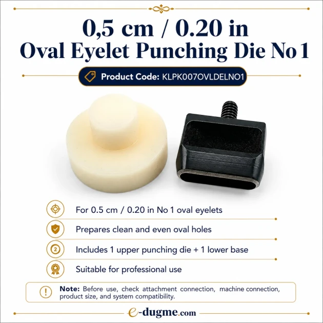 Oval Eyelet Punching Die 5 mm / 0.20 in for easy installation of grommets on fabric, leather, and paper