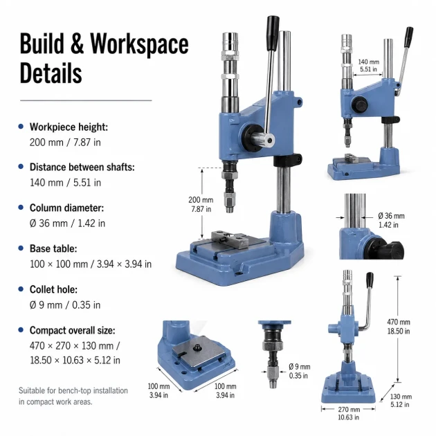 Manual Impact Press Light Type for Eyelet, Snap Fastener and Jeans Button Application - M00100,
