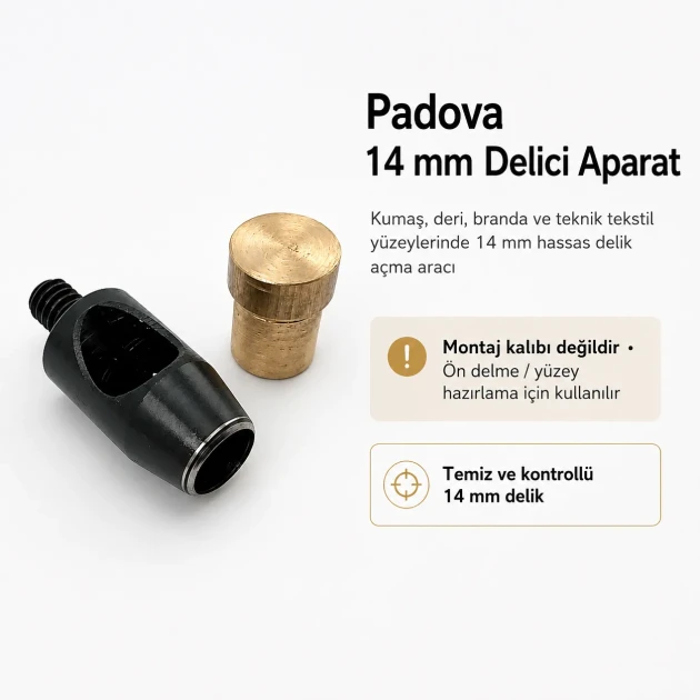 14 mm / 0.55 in Hole Punching Die for leather, fabric, and textile applications