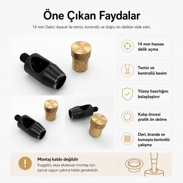 14 mm / 0.55 in Hole Punching Die for leather, fabric, and textile applications