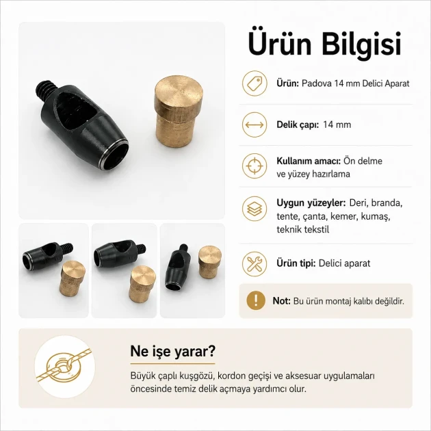 14 mm / 0.55 in Hole Punching Die for leather, fabric, and textile applications