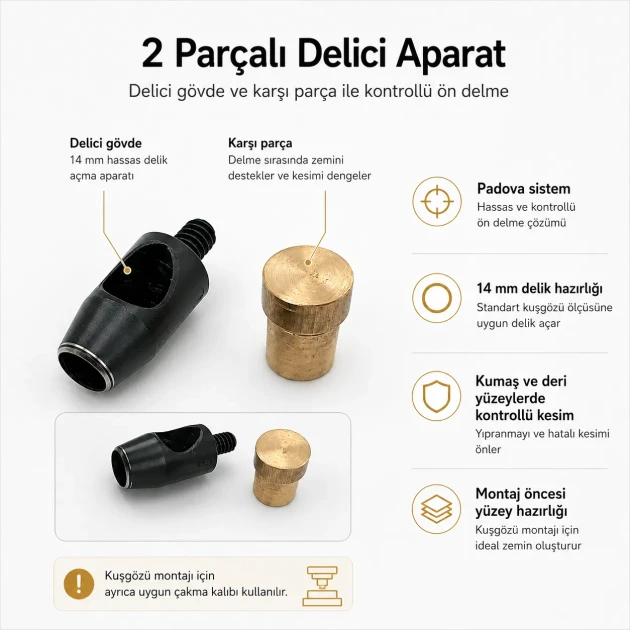 14 mm / 0.55 in Hole Punching Die for leather, fabric, and textile applications