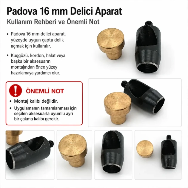 16 mm / 0.63 in Hole Punching Die for precise large hole preparation in tarpaulin, leather, and technical textiles