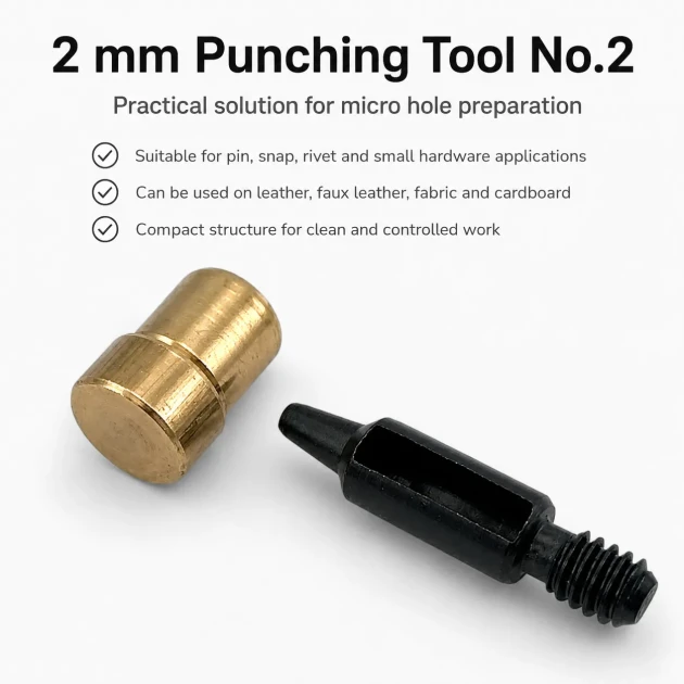 2 mm / 0.08 in Hole Cutter for precise cutting in leather, fabrics, and micro hardware