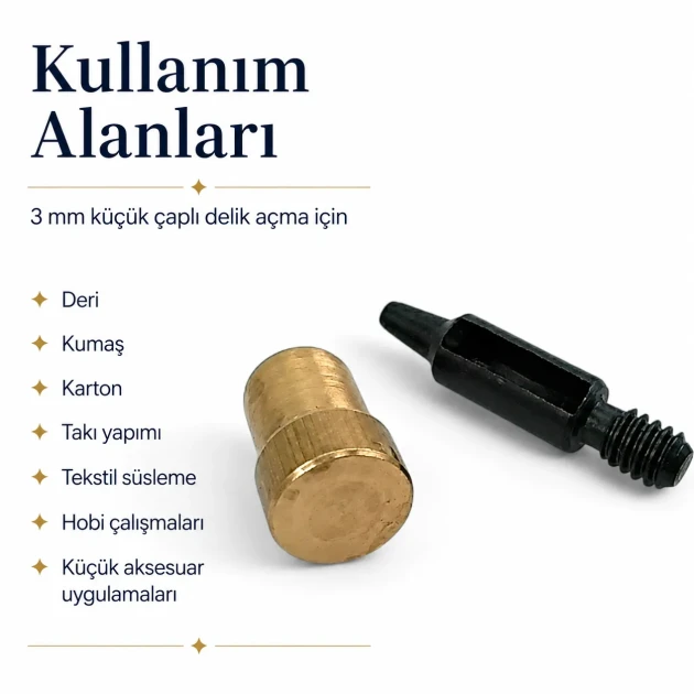 3 mm hole cutter for leather, fabric, and craft materials, ideal for jewelry and garment detailing