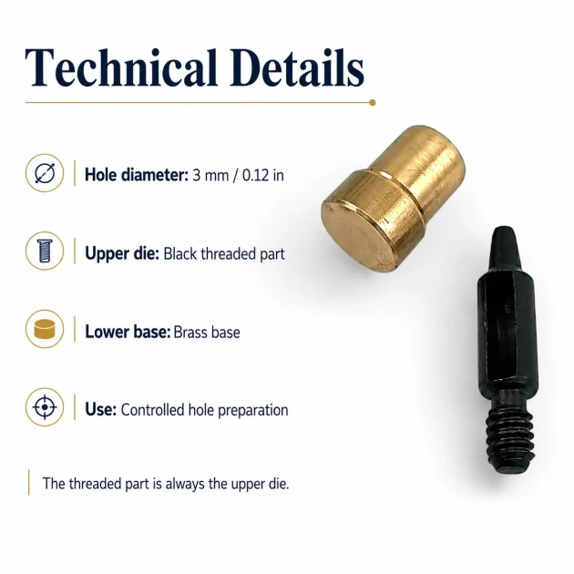 3 mm hole cutter for leather, fabric, and craft materials, ideal for jewelry and garment detailing