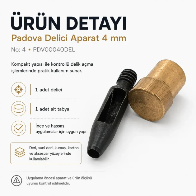 4 mm hole cutter for leather and fabric, precise punching tool for eyelet and rivet preparation