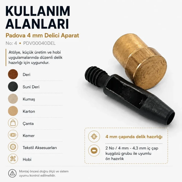 4 mm hole cutter for leather and fabric, precise punching tool for eyelet and rivet preparation