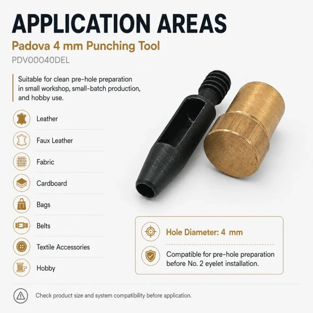 4 mm hole cutter for leather and fabric, precise punching tool for eyelet and rivet preparation